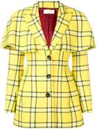 Sara Battaglia Checked Cape Layer Blazer - Yellow & Orange