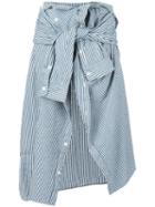 Faith Connexion Tied Asymmetric Striped Skirt, Women's, Size: Medium, Blue, Cotton