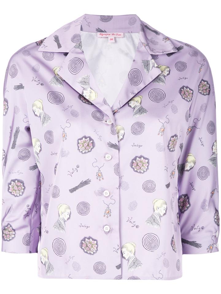 Olympia Le-tan Miriam Printed Top - Pink & Purple