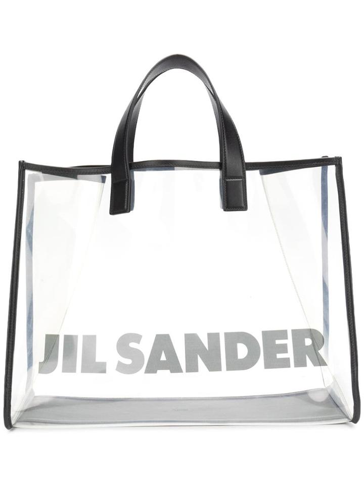 Jil Sander Medium Logo Pvc Shopper Tote - Black