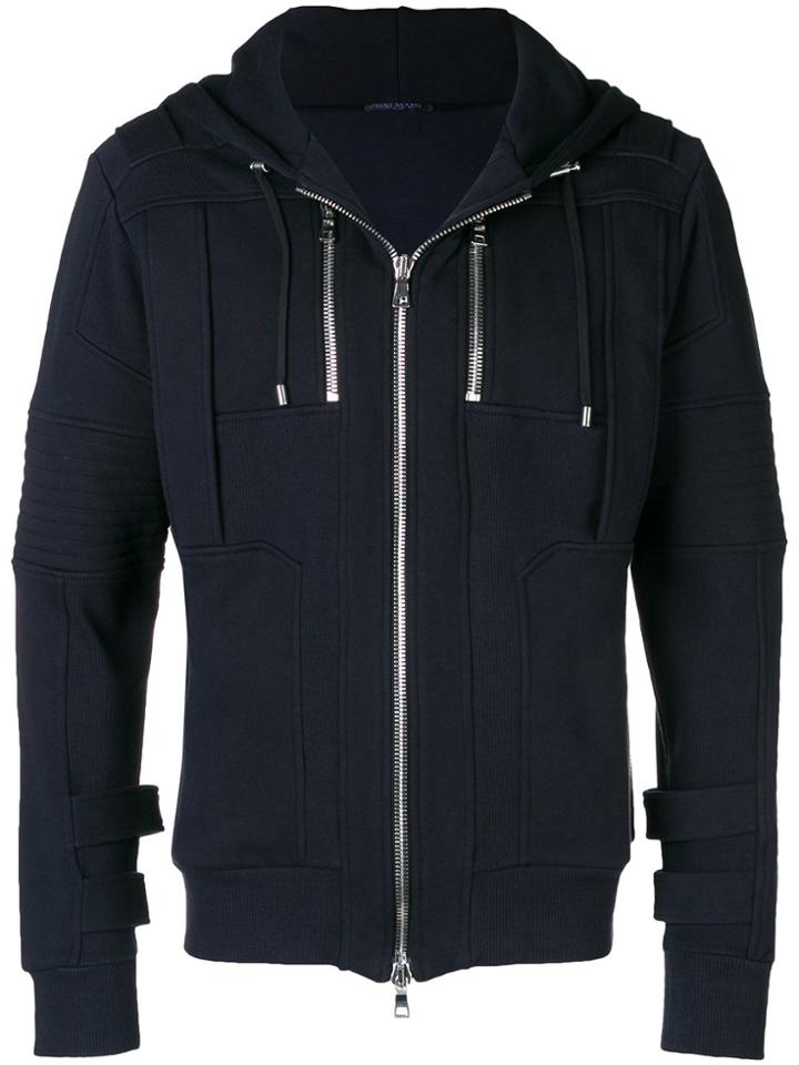 Balmain Zipped Up Hoodie - Blue