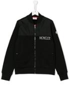 Moncler Kids Logo Embroidered Bomber Jacket - Black