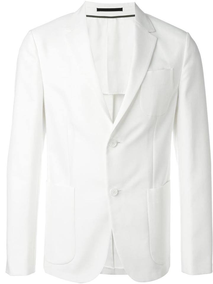 Z Zegna Classic Blazer, Men's, Size: 50, White, Cotton/cupro