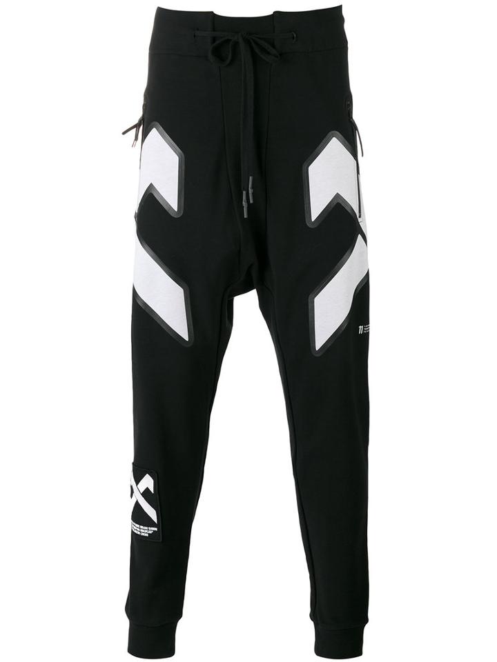 11 By Boris Bidjan Saberi Printed Drop-crotch Trousers, Men's, Size: Small, Black, Cotton/polyamide/spandex/elastane
