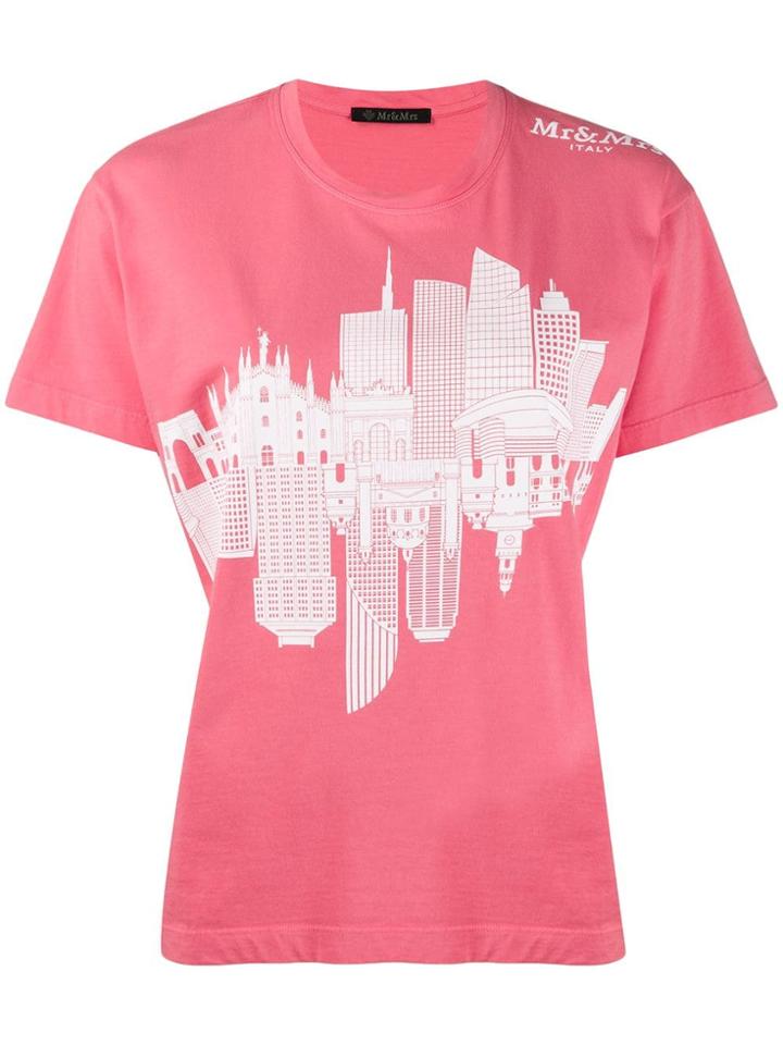 Mr & Mrs Italy Landmark Print T-shirt - Pink