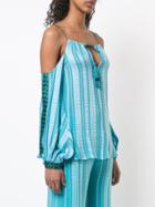 Zeus+dione Patterned Cold Shoulder Blouse - Blue