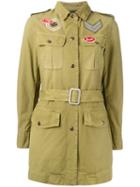 Mr & Mrs Italy - Belted Military Style Jacket - Women - Cotton - 38, Green, Cotton