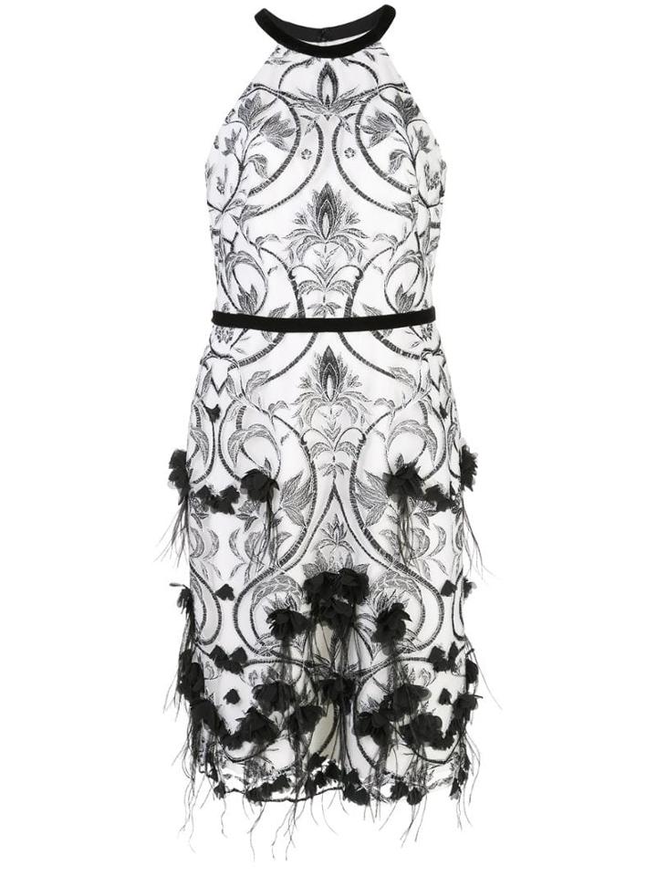 Marchesa Notte Rcrbk 3d Floral Feather Cocktail - White