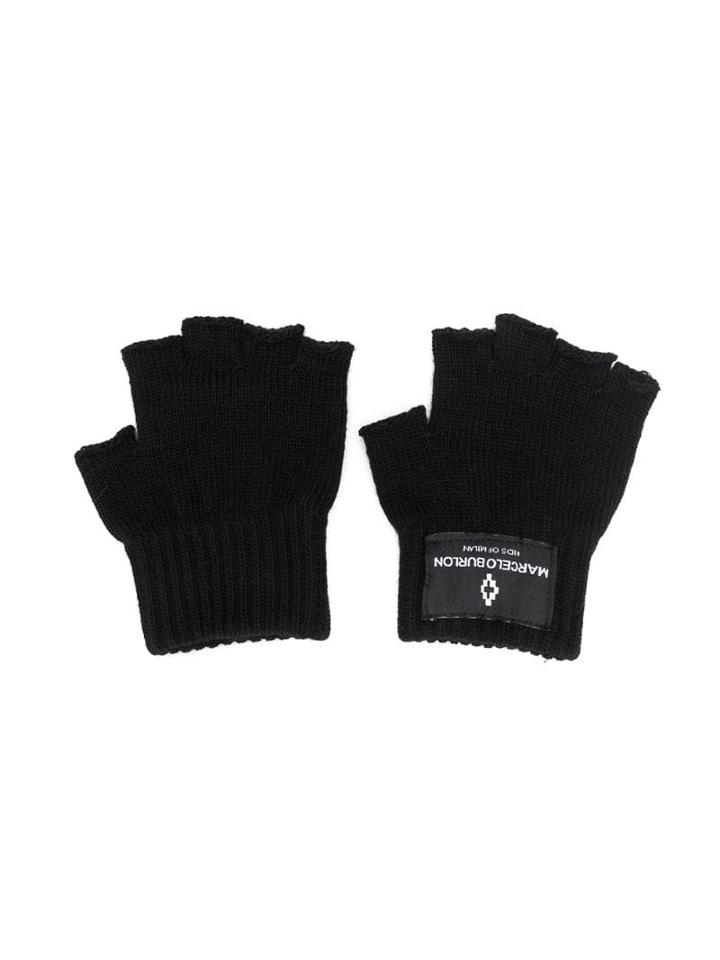Marcelo Burlon County Of Milan Kids Teen Fingerless Gloves - Black