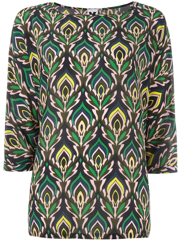 M Missoni Patterned T-shirt, Women's, Size: 40, Silk