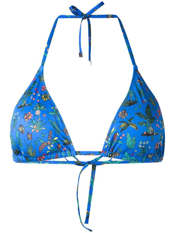 Paul Smith - Palm Tree Bikini Top - Women - Polyamide/spandex/elastane - L, Blue, Polyamide/spandex/elastane