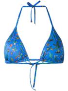 Paul Smith - Palm Tree Bikini Top - Women - Polyamide/spandex/elastane - L, Blue, Polyamide/spandex/elastane