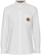 Burberry Embroidered Archive Logo Cotton Oxford Shirt - White