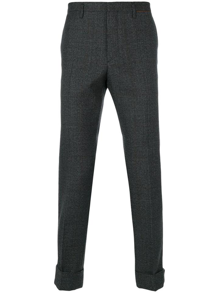 Prada Plaid Tailored Trousers - Grey