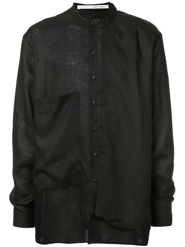 Isabel Benenato Mandarin Collar Shirt - Black