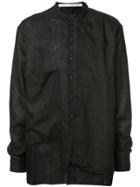 Isabel Benenato Mandarin Collar Shirt - Black