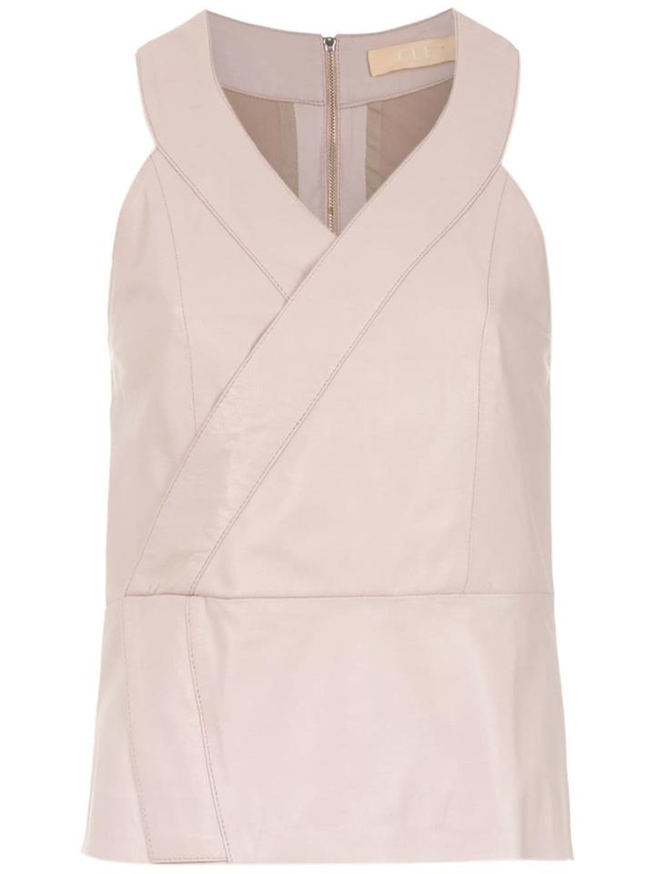 Clé Leather Stretch Blouse - Pink