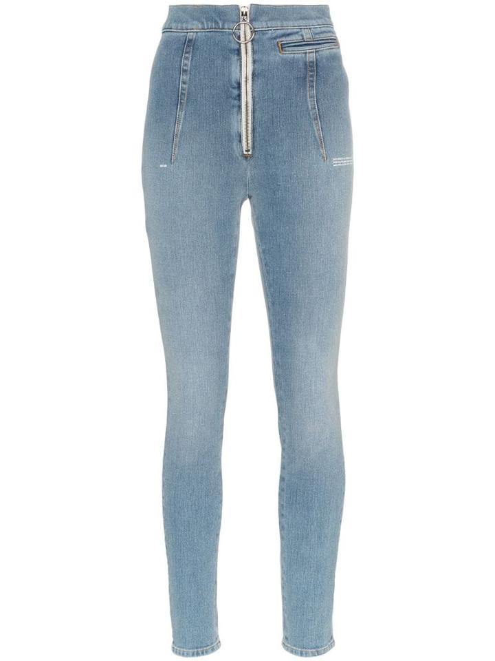 Off-white High-waisted Bleach-wash Skinny Jeans - Blue