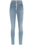 Off-white High-waisted Bleach-wash Skinny Jeans - Blue
