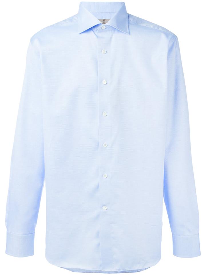 Canali Buttoned Shirt, Men's, Size: 42, Blue, Cotton