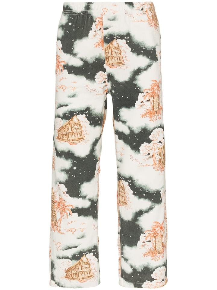 Vyner Articles Hawaiian Print And Elasticated Denim Trousers -