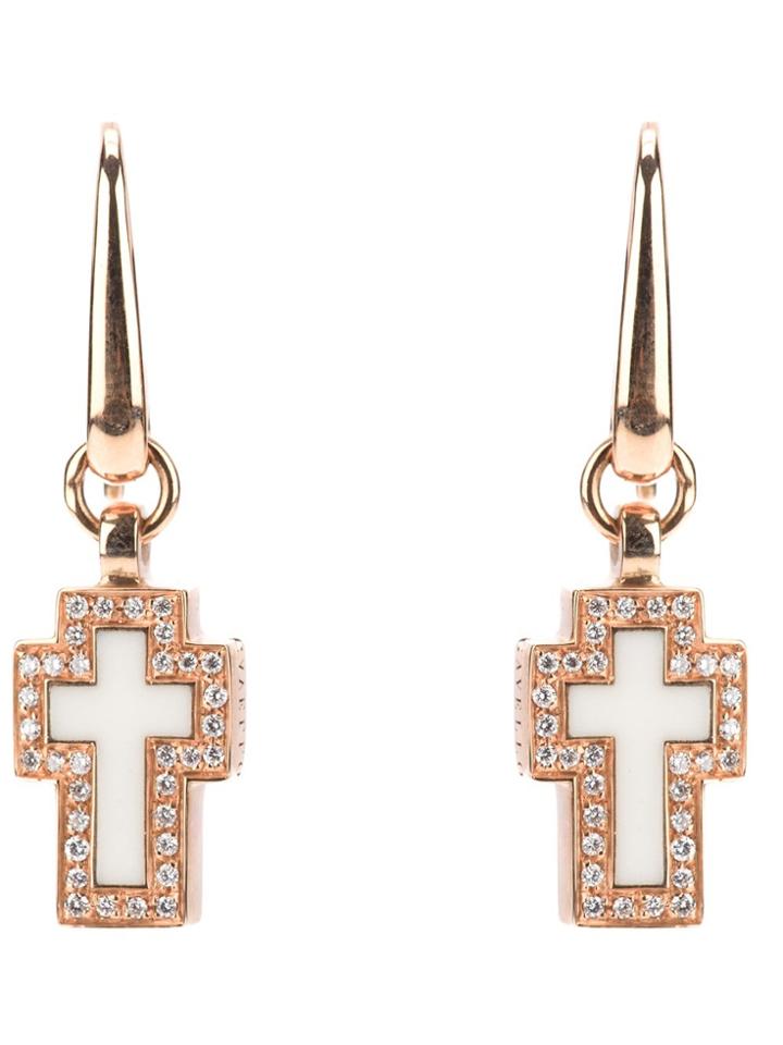 Gavello Cross Diamond Earrings - Metallic