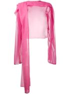 Y / Project Sheer Draped Long Sleeve Top - Pink & Purple