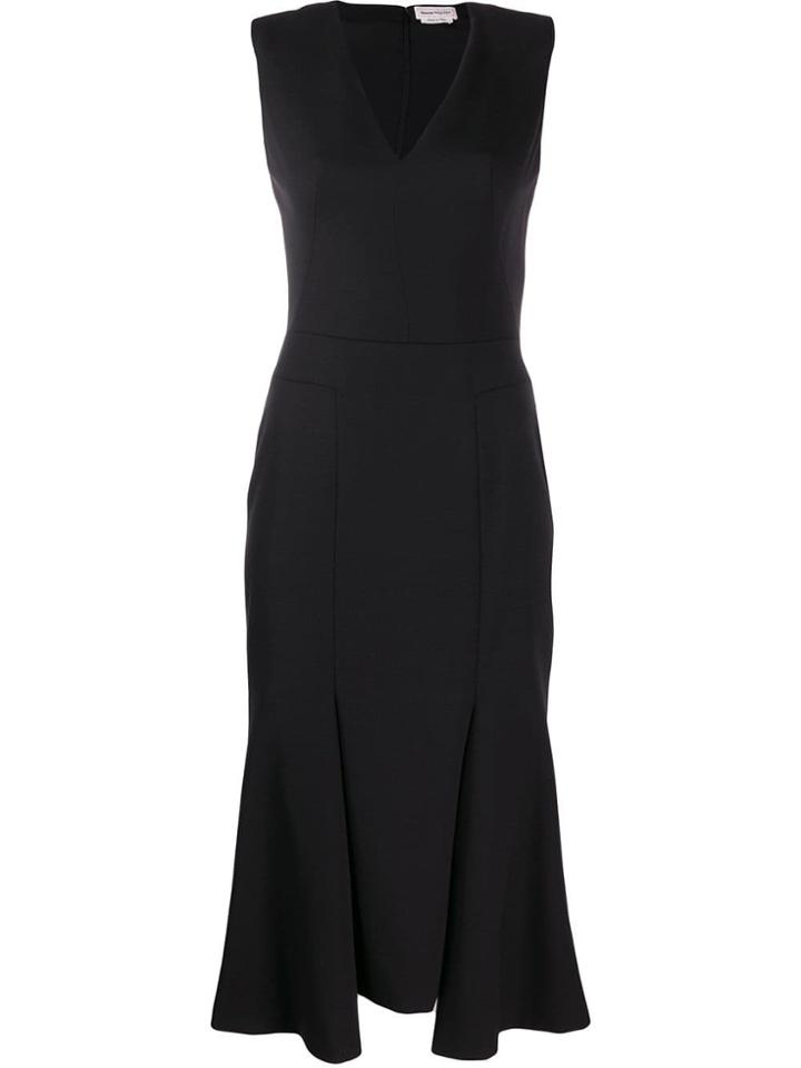 Alexander Mcqueen Pleated Hem Dress - Black