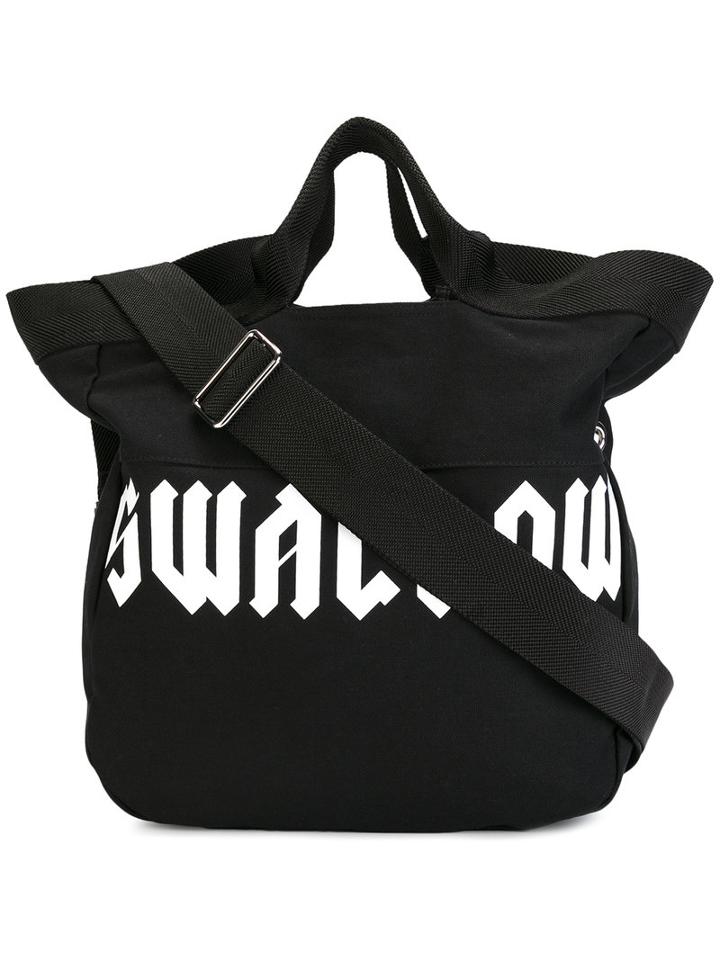 Mcq Alexander Mcqueen Swallow Tote Bag With Shoulder Strap, Women's, Black, Cotton