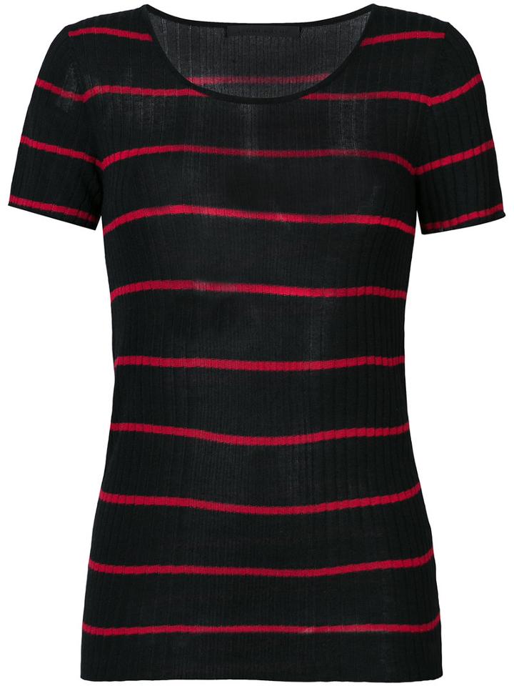 Jenni Kayne - Striped Loose Knit Sweater - Women - Viscose/cashmere - M, Black, Viscose/cashmere