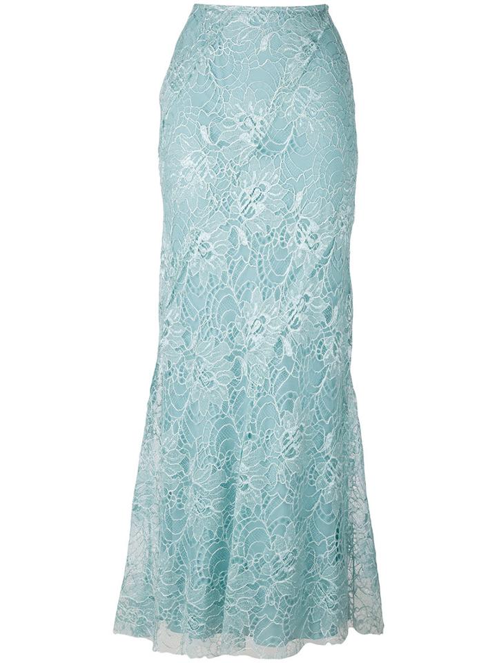 Alberta Ferretti - Embroidered Skirt - Women - Viscose/polyamide/acetate/other Fibers - 42, Green, Viscose/polyamide/acetate/other Fibers