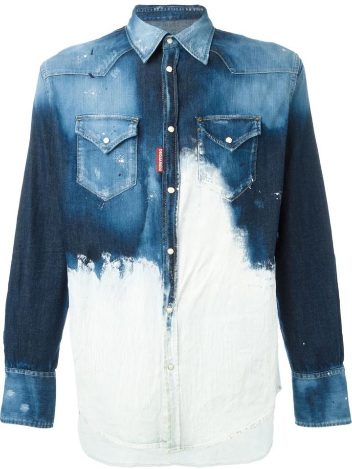 Dsquared2 'trapez' Denim Shirt, Men's, Size: 46, Blue, Cotton/spandex/elastane