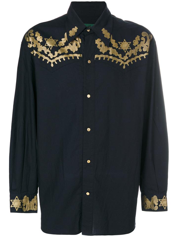 Jean Paul Gaultier Vintage Embroidered Western Style Shirt - Blue