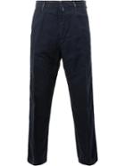 Dries Van Noten Straight Leg Chino Trousers, Men's, Size: 50, Blue, Cotton/linen/flax