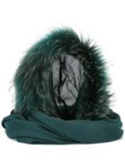 Charlotte Simone Fur Scarf, Women's, Green, Modal/wool/racoon Fur