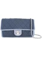 Chanel Vintage Quilted Denim Chain Shoulder Bag - Blue