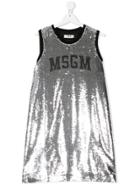 Msgm Kids Sequin Embellished Shift Dress - Metallic