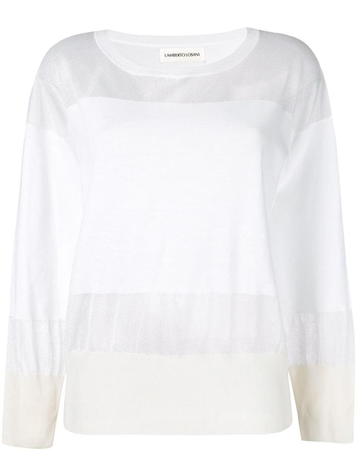 Lamberto Losani Sheer Knitted Top - White