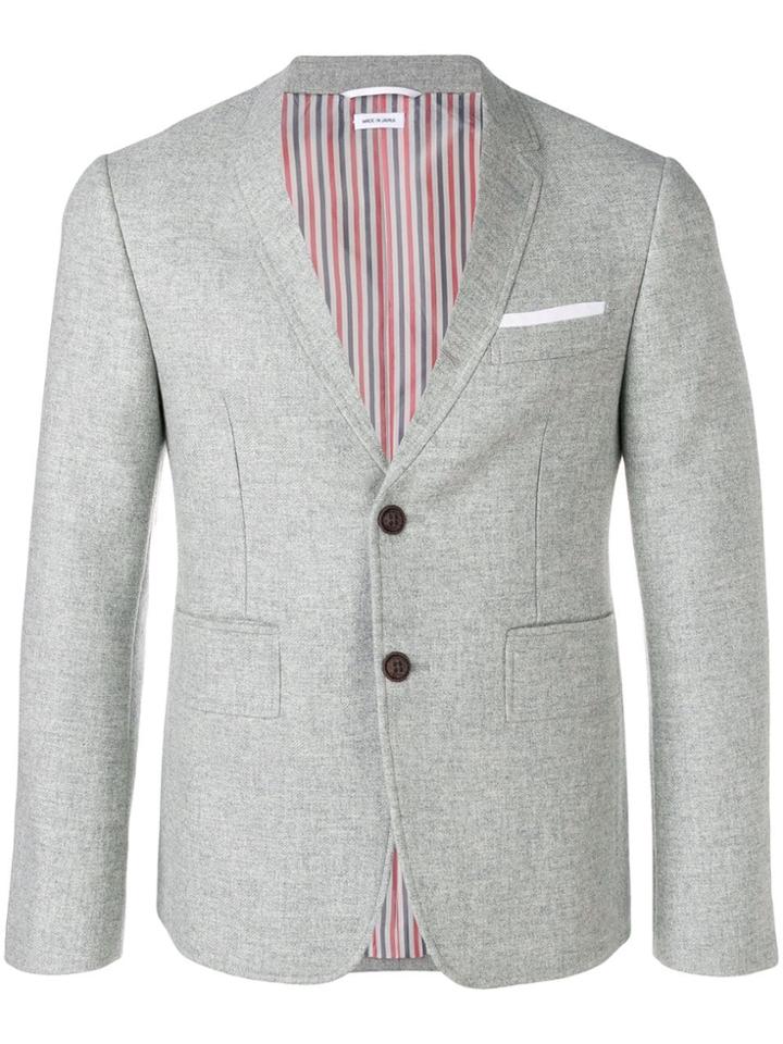 Thom Browne Trompe L'oiel Detail Melton Sport Coat - Grey