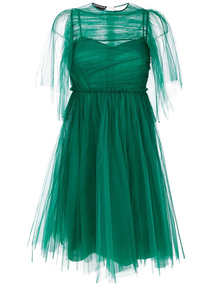 Rochas - Pleated Maxi Dres - Women - Silk/polyamide - 42, Green, Silk/polyamide