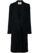 Lanvin Long Asymmetric Lapels Coat, Women's, Size: 36, Black, Cotton/viscose/wool