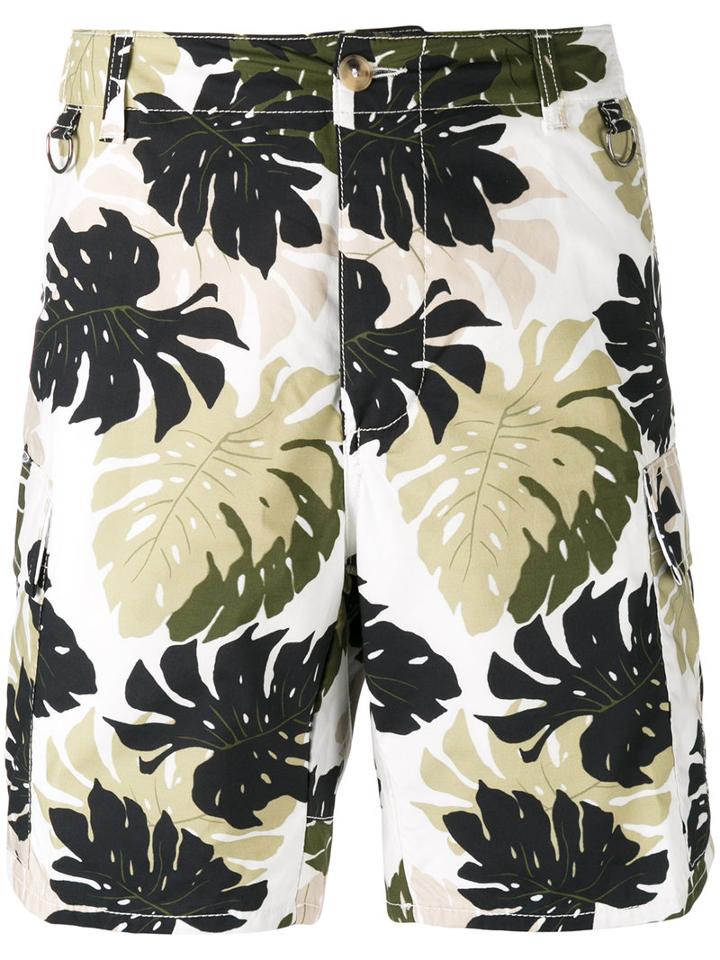 Ermanno Scervino - Leaf Print Cargo Shorts - Men - Cotton - 50, White, Cotton