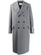 Msgm Portrait Patch Double-breasted Coat - Grey