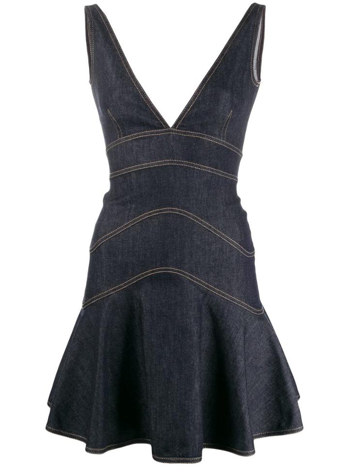 Dsquared2 Peplum Denim Mini Dress - Blue