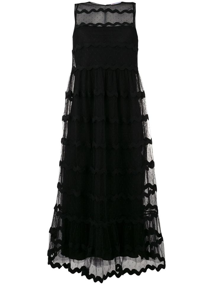 Red Valentino Wavy Tulle Midi Dress - Black