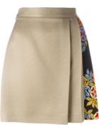 Msgm Floral Print Panel Skirt, Women's, Size: 42, Nude/neutrals, Viscose/cotton