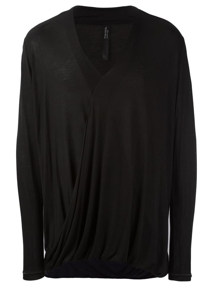 Tom Rebl V-neck Envelope T-shirt, Men's, Size: Small, Black, Viscose