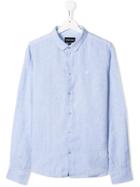 Emporio Armani Kids Teen Long-sleeve Linen Shirt - Blue