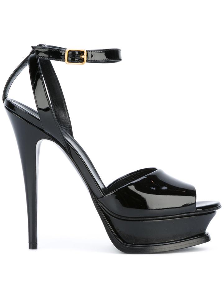 Saint Laurent Tribute 105 Peep Toe Sandals - Black