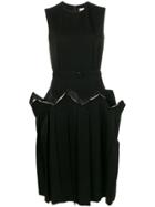 Comme Des Garçons Pleated Panel Midi Dress - Black